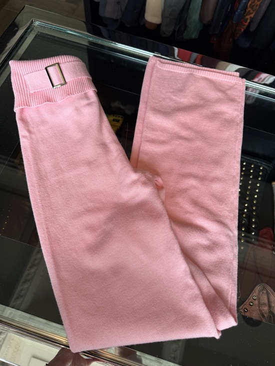 Pants - Pink Knit Fold-Over Pants w/ Buckle